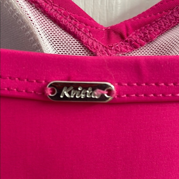 Krista Fuchsia One Piece Swimsuit with Draped Front  V-Neckline Size 8 - Picture 4 of 7